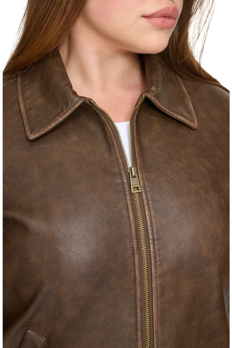 Faux Leather Jacket, Alternate, color, SADDLE