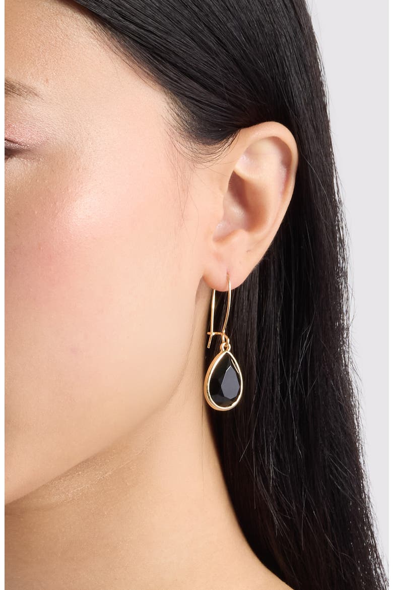 Teardrop Dangle Earrings, Alternate, color, JET- GOLD