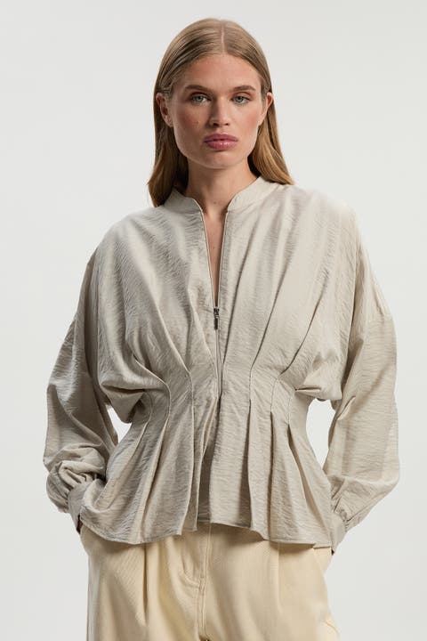 Pleated Detail Woven Jacket