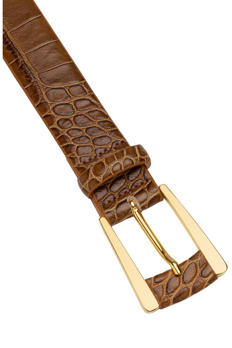 Maia Leather Belt, Alternate, color, TUSCAN CROC/ GOLD