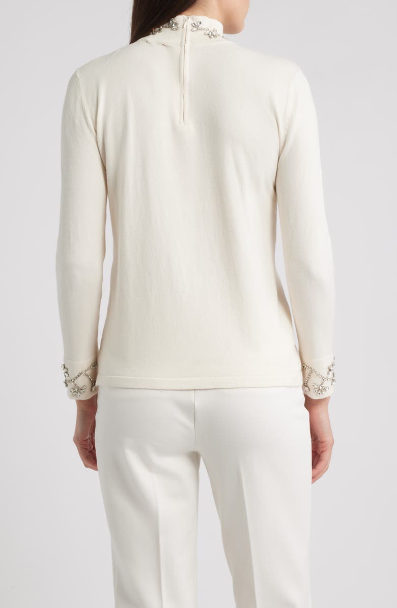 Anne Klein Embellished Mock Neck Sweater, Alternate, color, White Dove