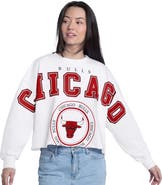 G-III 4HER BY CARL BANKS Women's G-III 4Her by Carl Banks White Chicago Bulls Bleachers Cropped French Terry Sweatshirt