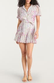 Cinq à Sept Midsummer Bloom Belted Puff Sleeve Minidress