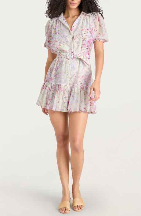 Cinq à Sept Midsummer Bloom Belted Puff Sleeve Minidress
