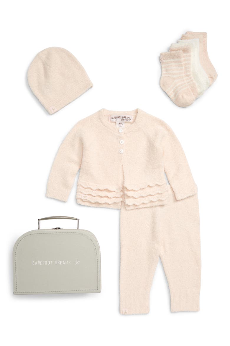 CozyChic® Lite Heirloom Cardigan, Pants, Socks, Beanie & Suitcase Set, Main, color, PINK