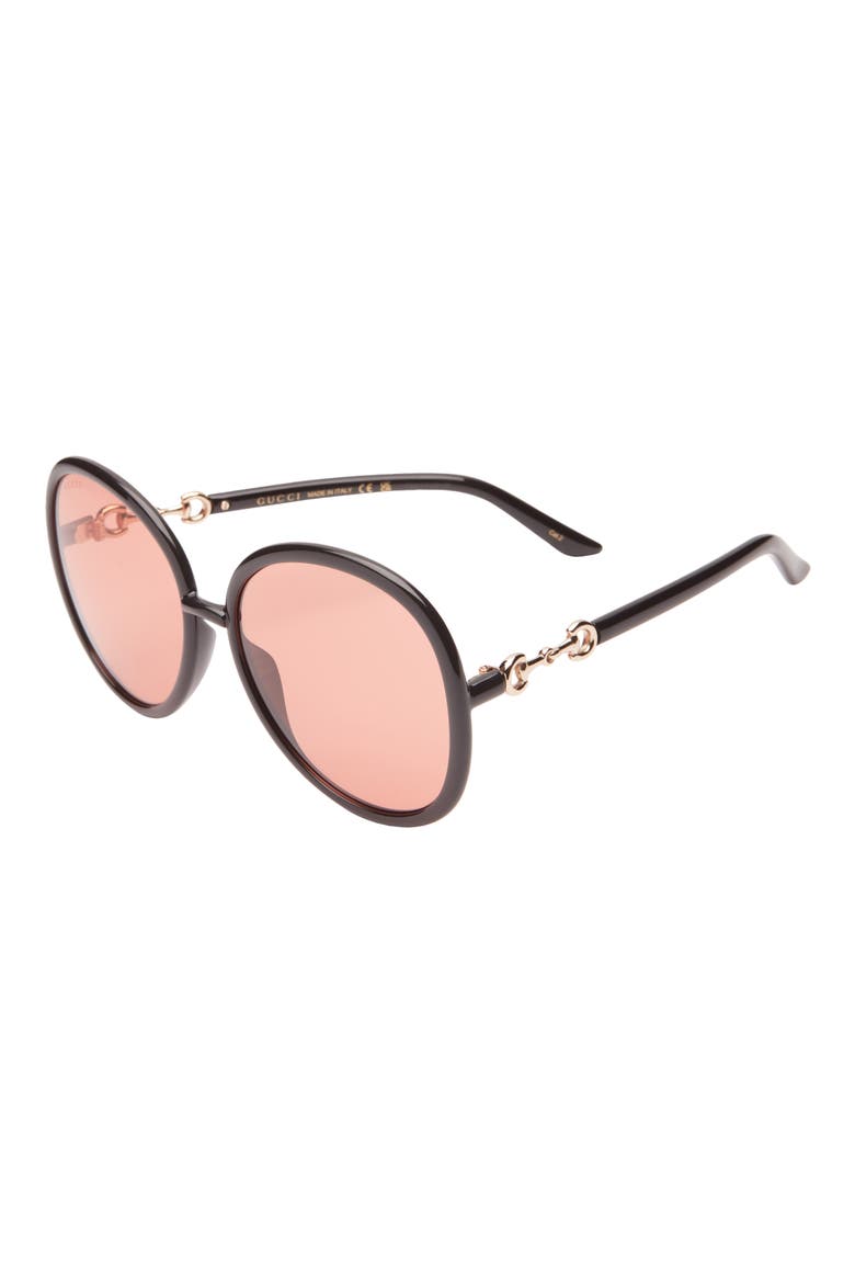 61mm Oval Sunglasses, Alternate, color, BLACK ORANGE