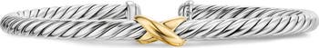 Cable Flex X Station Bracelet in Sterling Silver with 14K Yellow Gold, 4mm