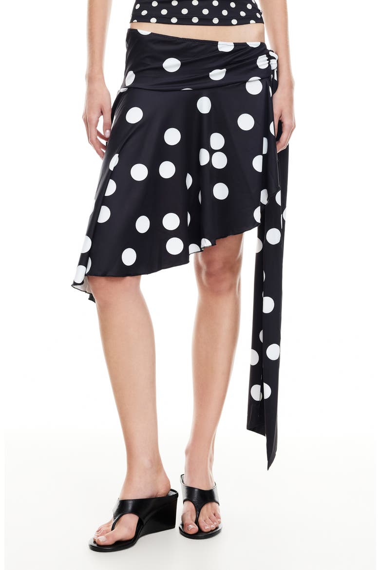 Safari Asymmetric Midi Skirt, Main, color, NOIR POLKA