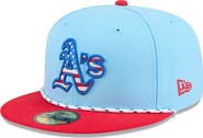 New Era Men's New Era Light Blue/Red Athletics 2025 Fourth of July 59FIFTY Fitted Hat