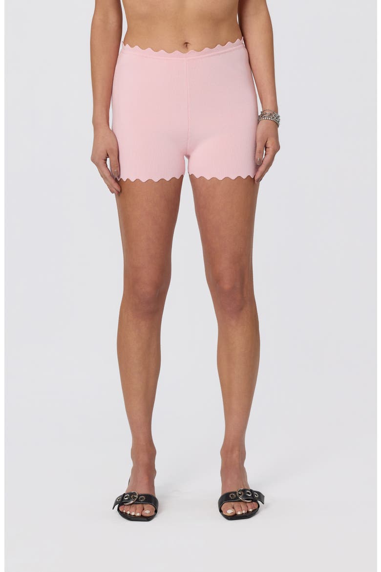 Scalloped Edge Knit Shorts, Main, color, PINK