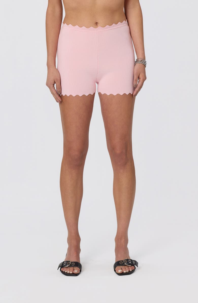 ASTR the Label Scalloped Edge Knit Shorts, Main, color, Pink