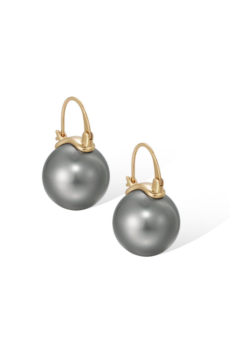 RETRO CHIC Retro Pearl Earrings, Alternate, color, Grey