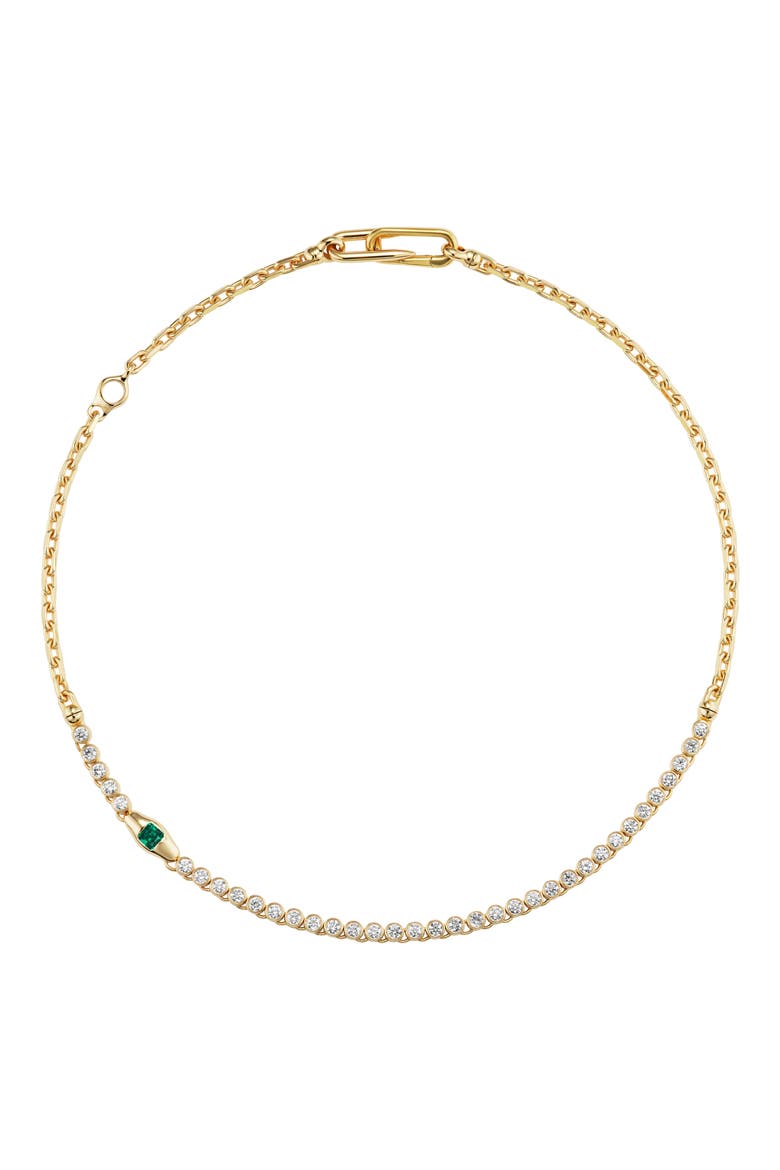 Vessel Diamond Tennis Necklace, Alternate, color, YELLOW GOLD/RHODIUM