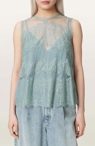 AllSaints Clara Mixed Lace Sleeveless Top