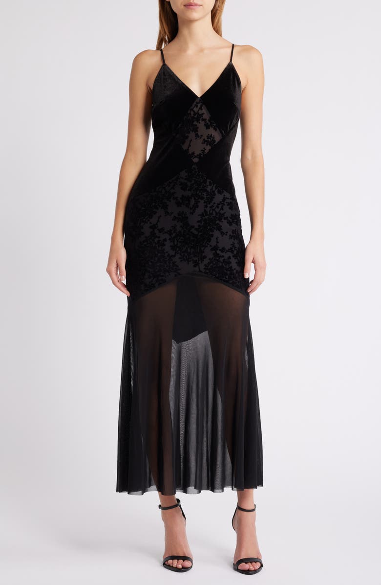 Rare London Burnout Panel Maxi Dress, Main, color,