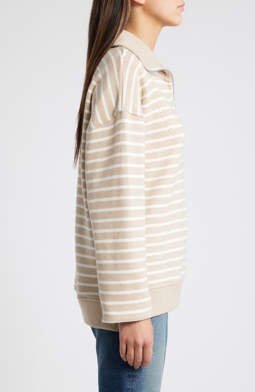 Rails Parker Half Zip Pullover In Heather Beige Stripe