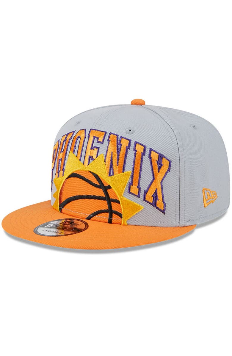 New Era Men's New Era Gray/Orange Phoenix Suns Tip-Off Two-Tone 9FIFTY Snapback Hat, Main, color, 