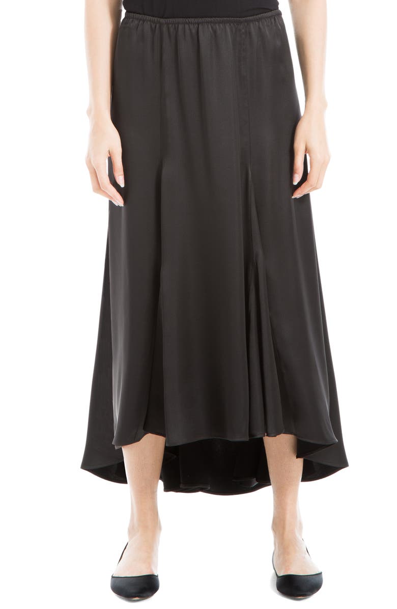 MAX STUDIO Godet Satin High-Low Skirt, Main, color, 