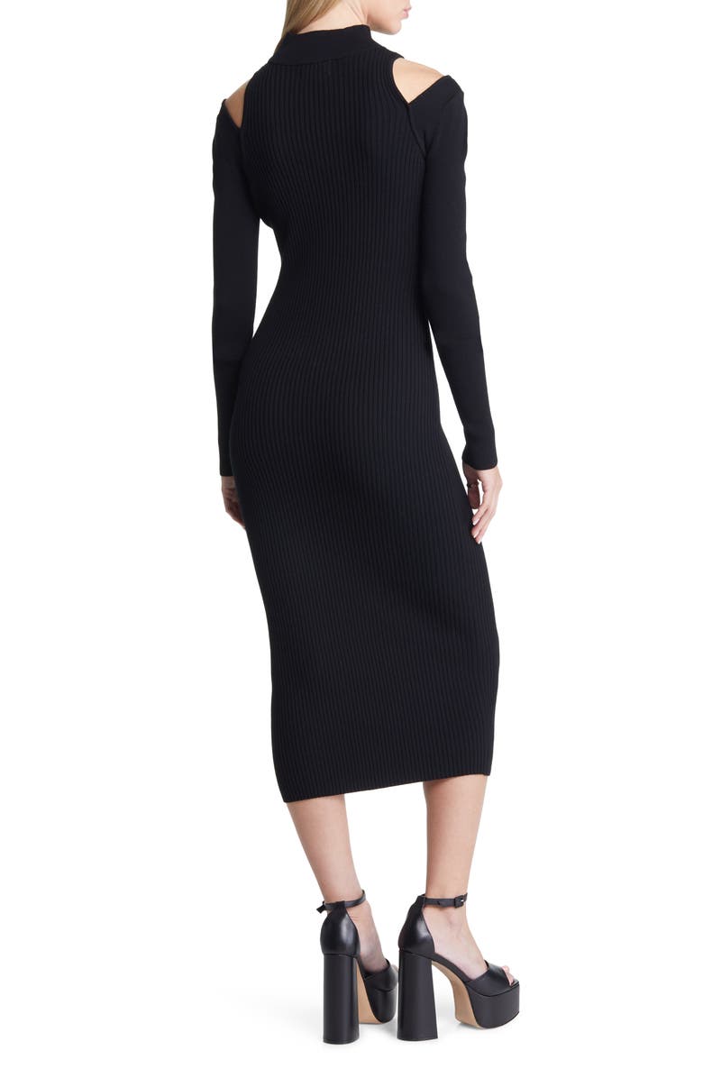 Open Edit Mock Neck Cold Shoulder Long Sleeve Sweater Dress, Alternate, color,