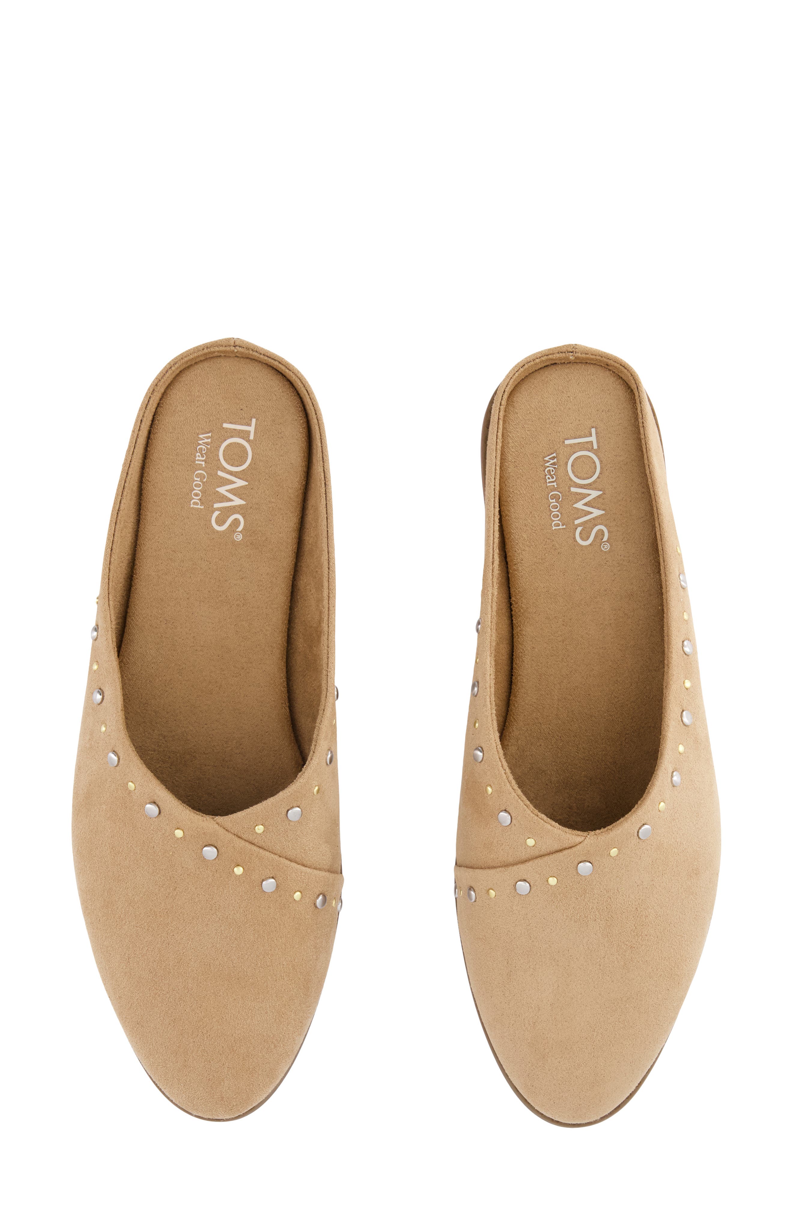 Amelia Flat Mule, Alternate, color, MEDIUM BEIGE STUDDED