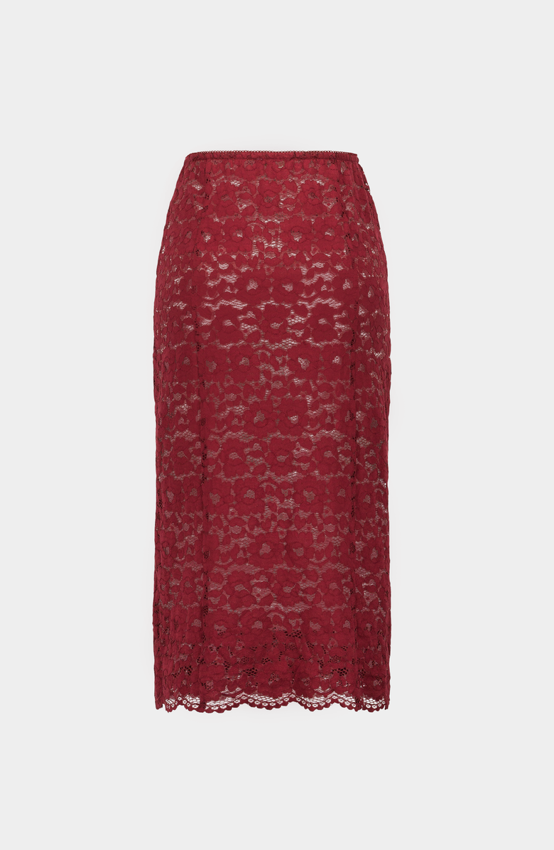 SAEMDI Lace Pen Skirt, Alternate, color, Burgundy