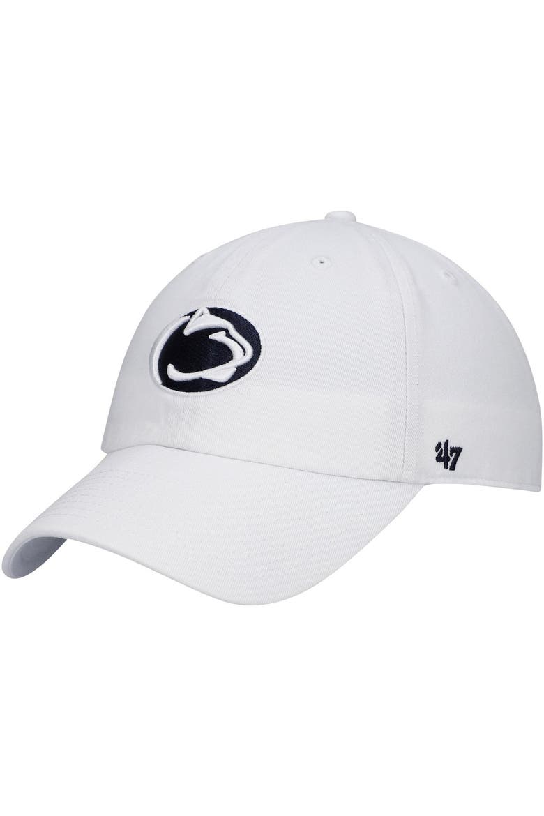 Men's '47 White Penn State Nittany Lions Clean Up Logo Adjustable Hat, Main, color, White