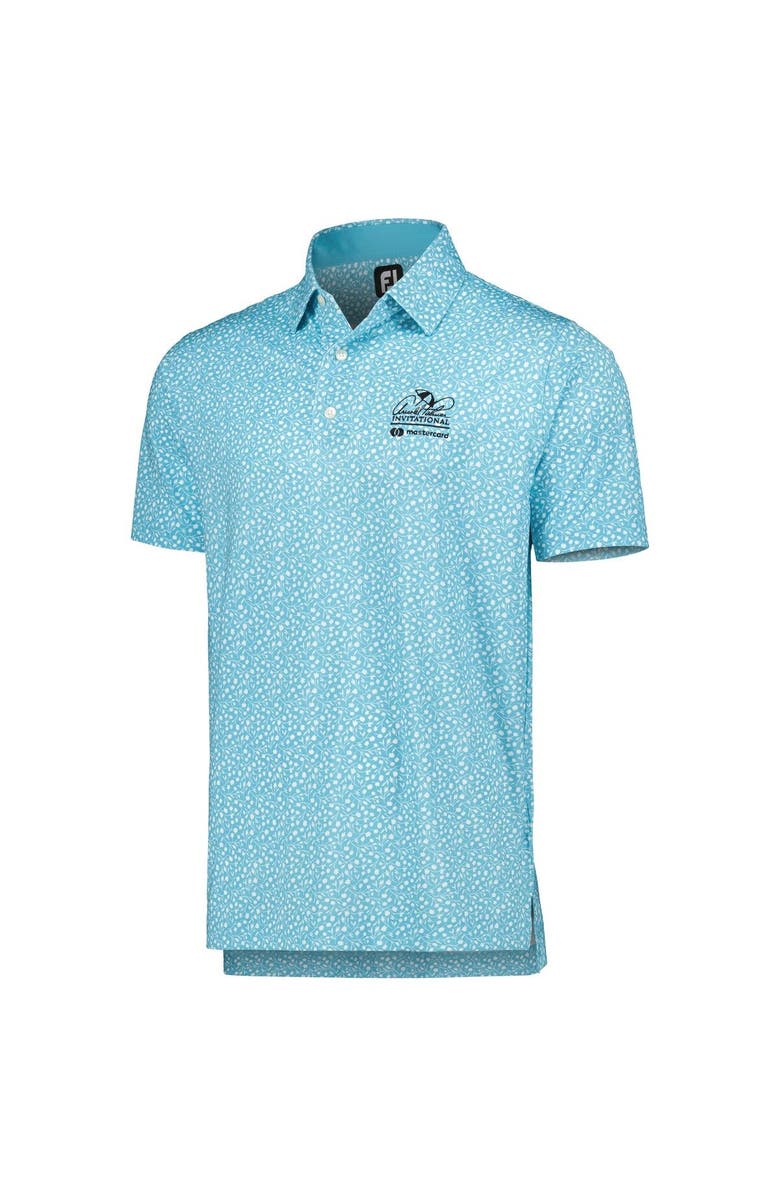FOOTJOY Men's FootJoy Light Blue Arnold Palmer Invitational Tossed Tulips Lisle Self Collar ProDry Polo, Alternate, color, 