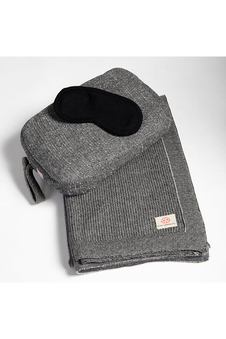 Shades Organic Cotton Travel Blanket and Eye Mask Set, Main, color, Black