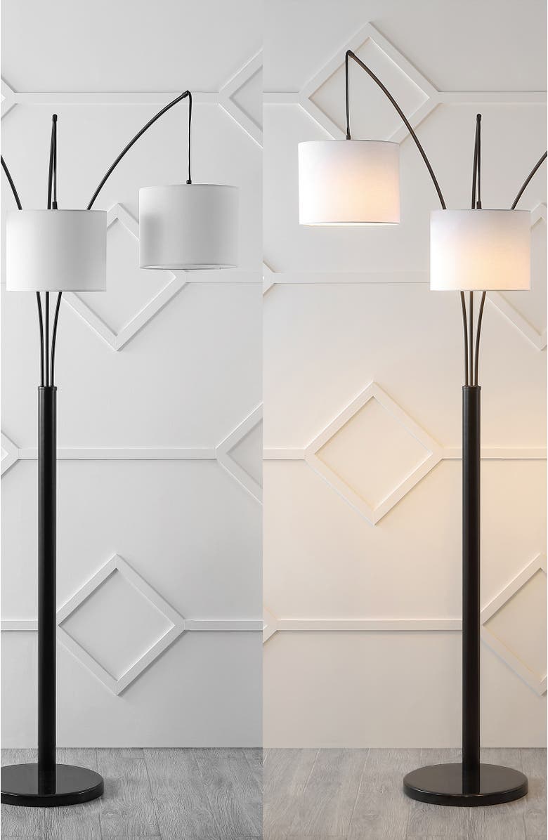 JONATHAN Y Barrie 78.5" 3-Light Mid-Century Modern Head-Adjustable Iron LED Arc Floor Lamp, Oil Rubbed Bronze, Alternate, color, Oil Rubbed Bronze