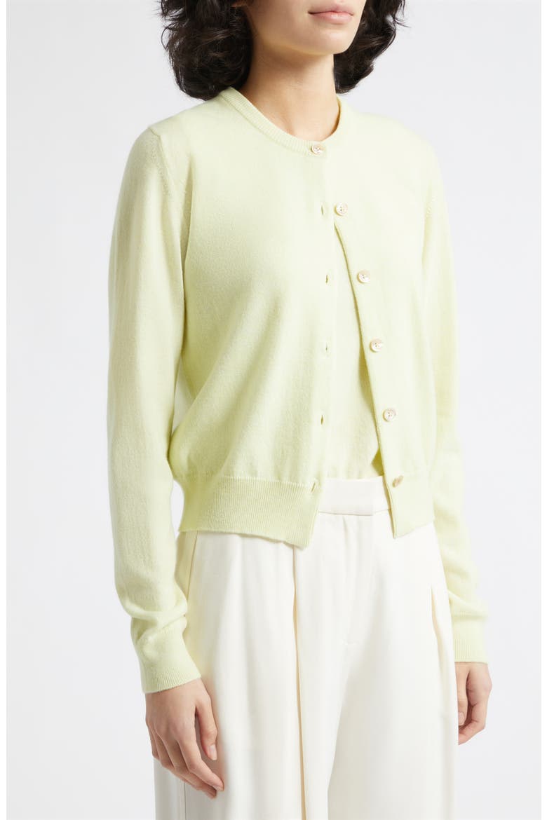 Iris Cashmere Crewneck Cardigan, Alternate, color, CITRON