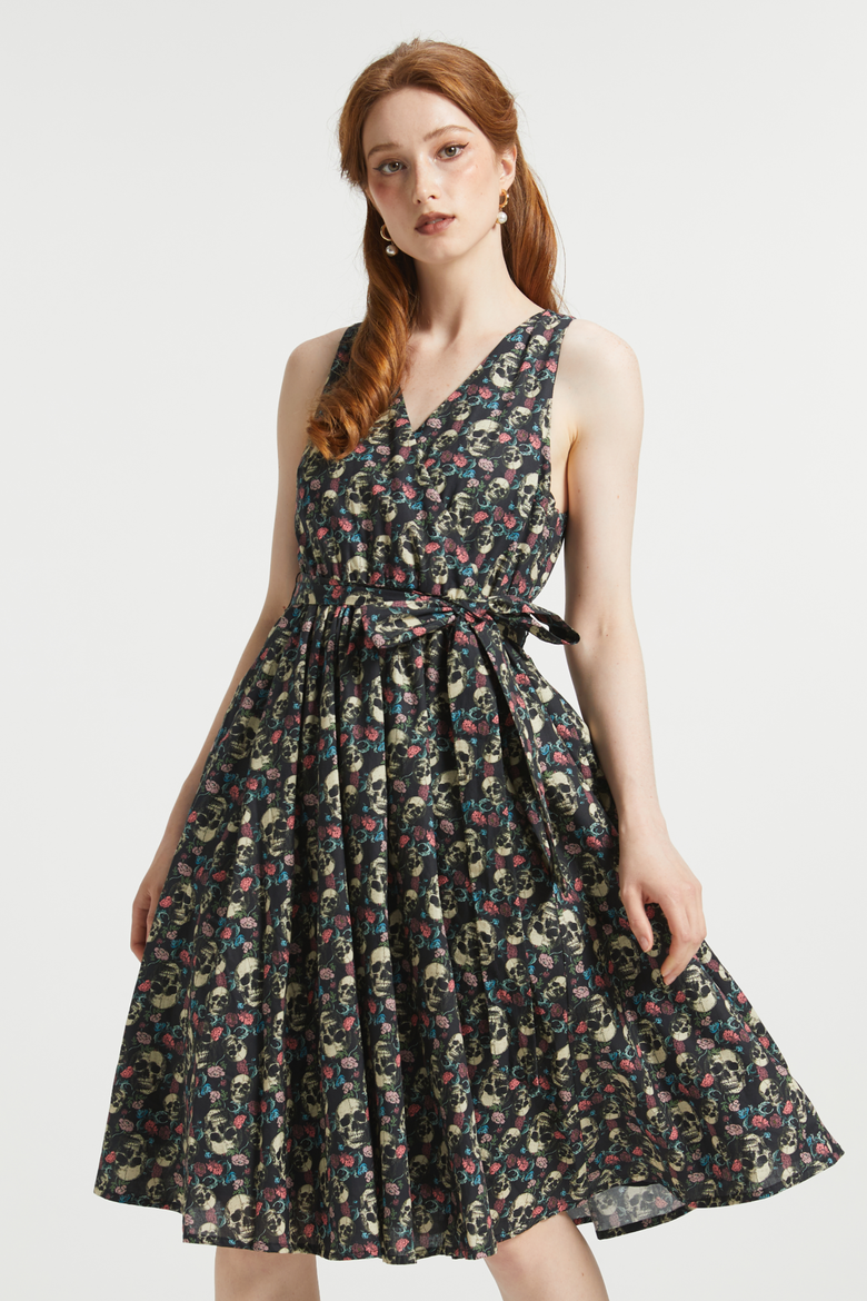 Instant Energy Faux Wrap Halloween Dress, Main, color, Dead Gorgeous