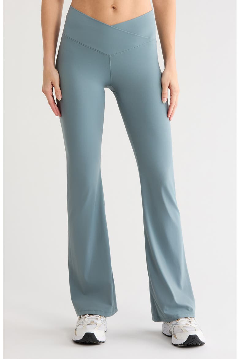 Serenity Crossover Flare Pants, Main, color, TEAL DUSK