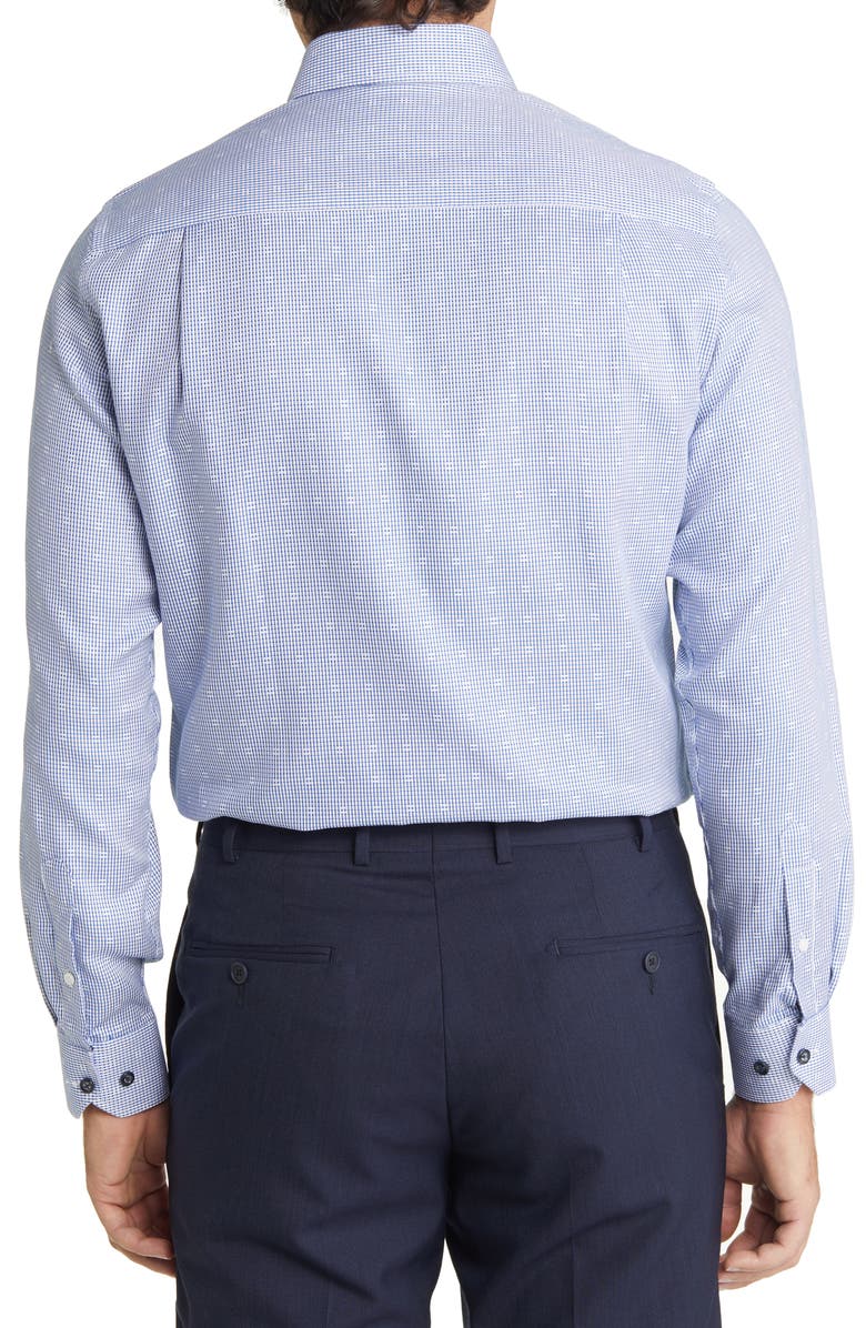 Duchamp Men's Tailored Fit Basket Weave Dress Shirt, Alternate, color, Navy