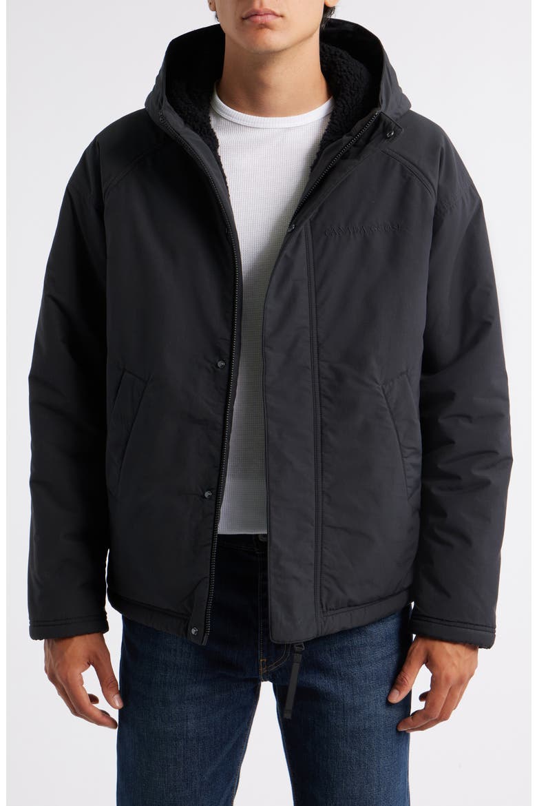 Alberni Reversible High Pile Fleece Bomber Jacket, Main, color, BLACK/ BLACK