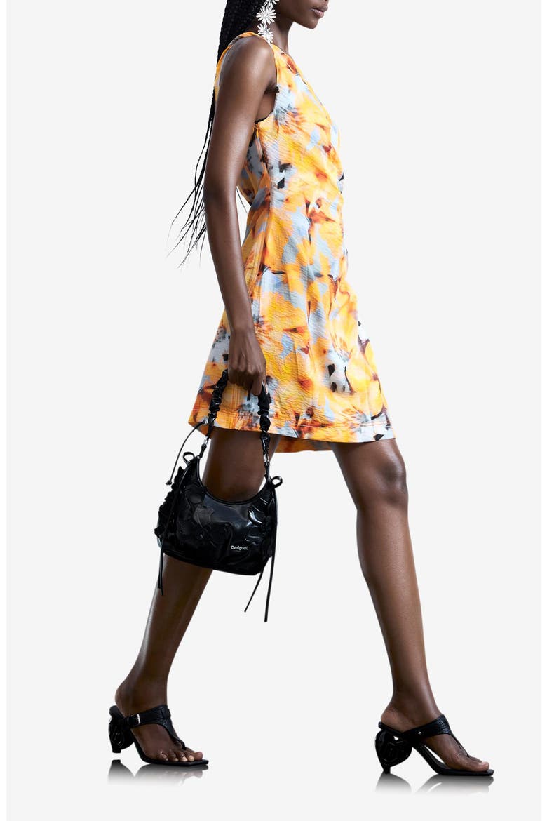 Floral Print Sleeveless Minidress, Alternate, color, ORANGE