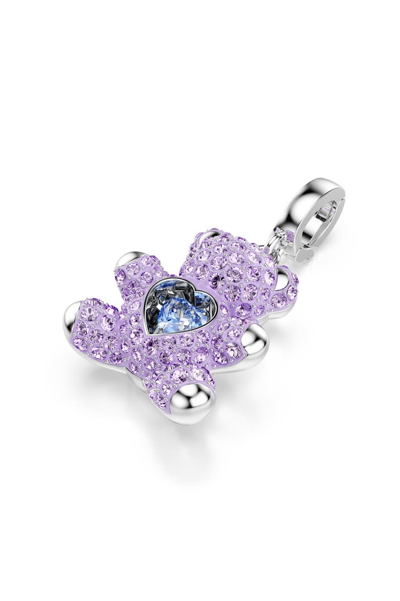 Idyllia Crystal Teddy Bear Charm, Alternate, color, PURPLE