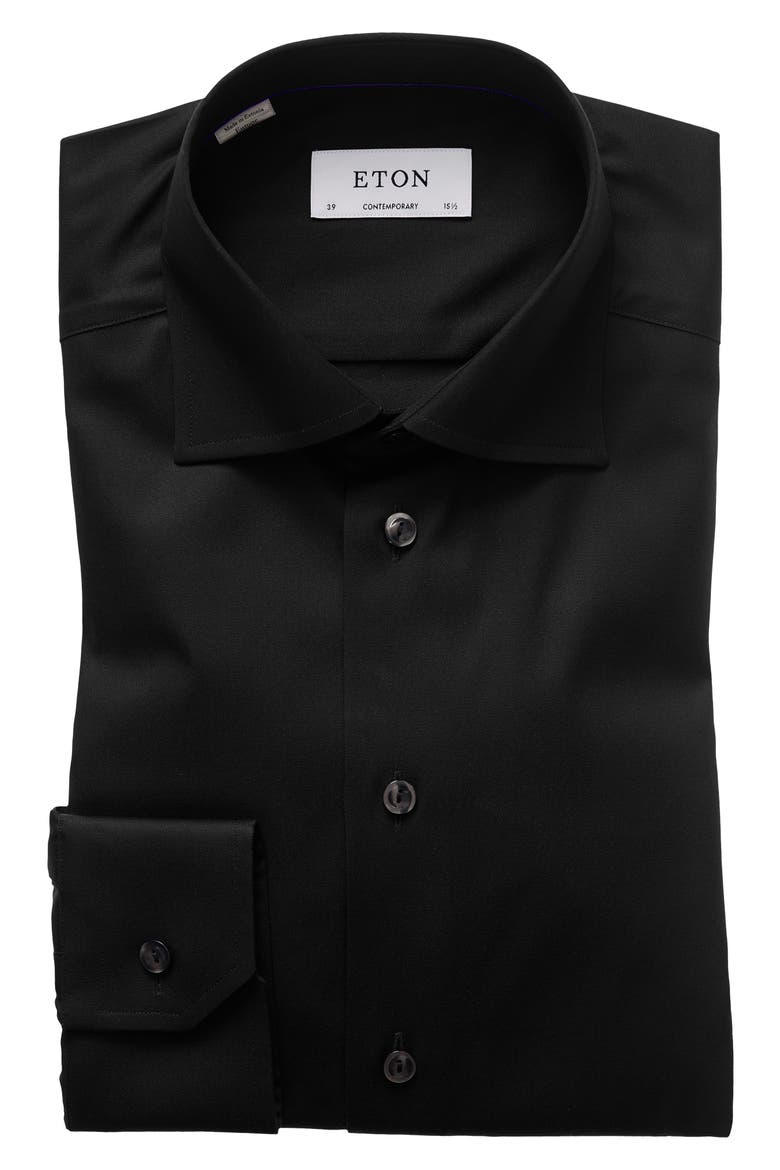Contemporary Fit Twill Dress Shirt, Alternate, color, BLACK