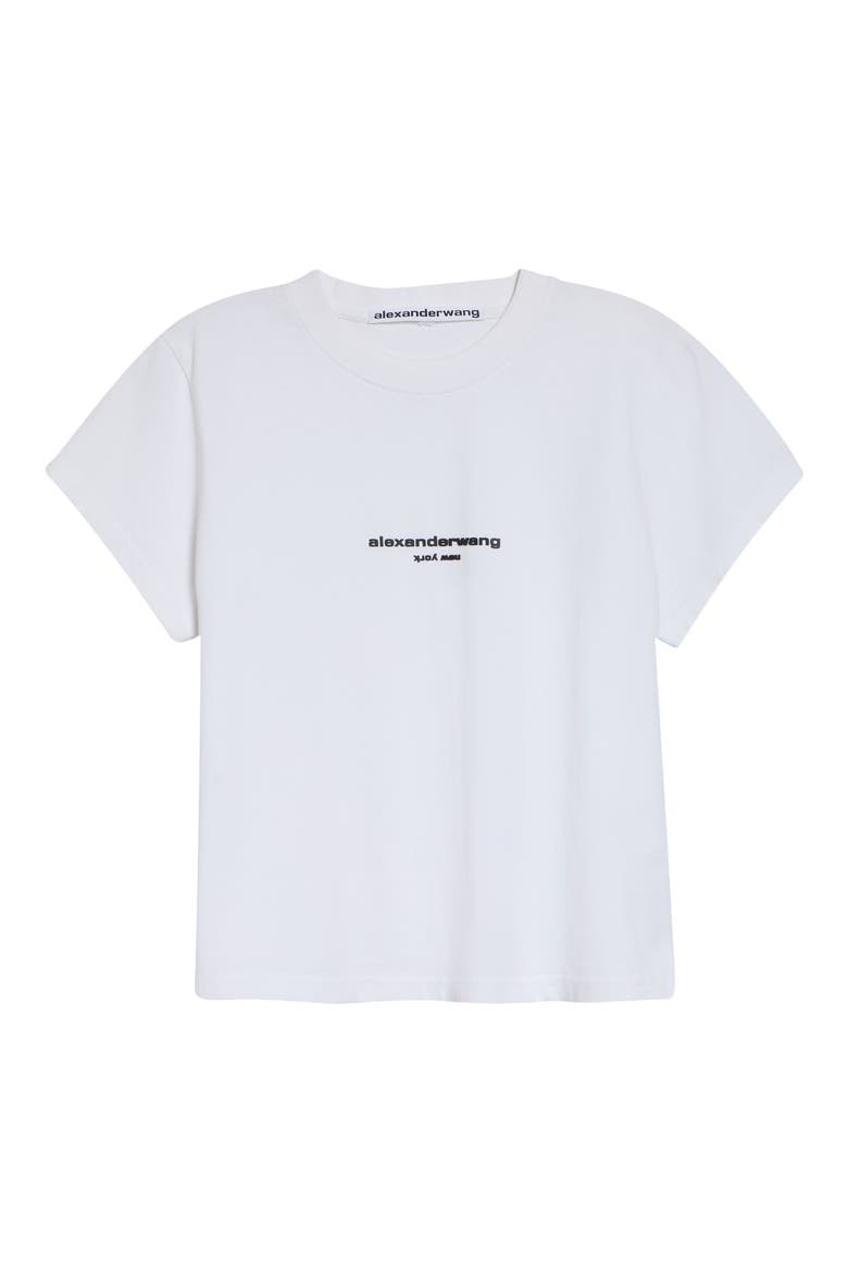 Shrunken Cotton Logo T-Shirt, Alternate, color, WHITE