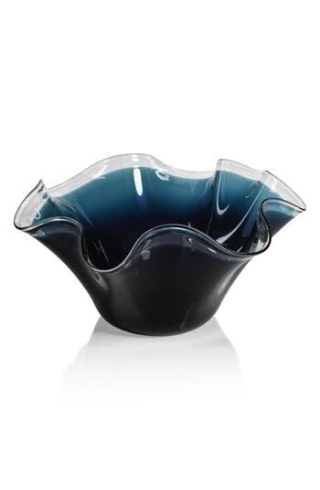 Zodax Vellerti Wave Glass Bowl In Blue