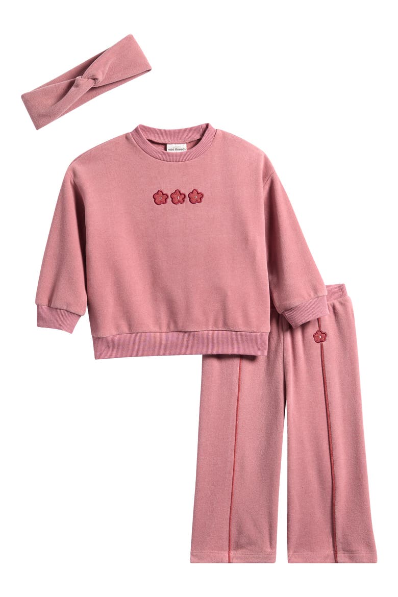 Kids' 3-Piece Sweatshirt, Pants & Headband Set, Main, color, FLOWERS