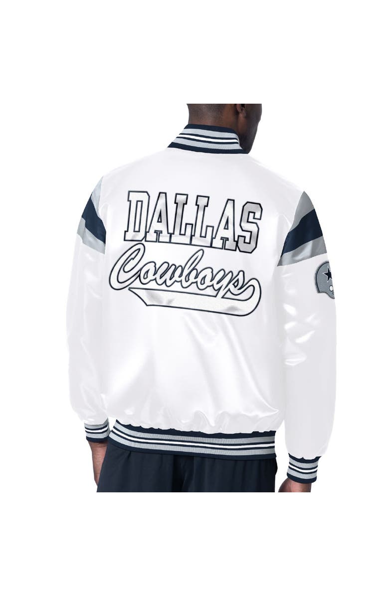 STARTER Men's Starter White Dallas Cowboys Satin Varsity Full-Snap Jacket, Alternate, color, White