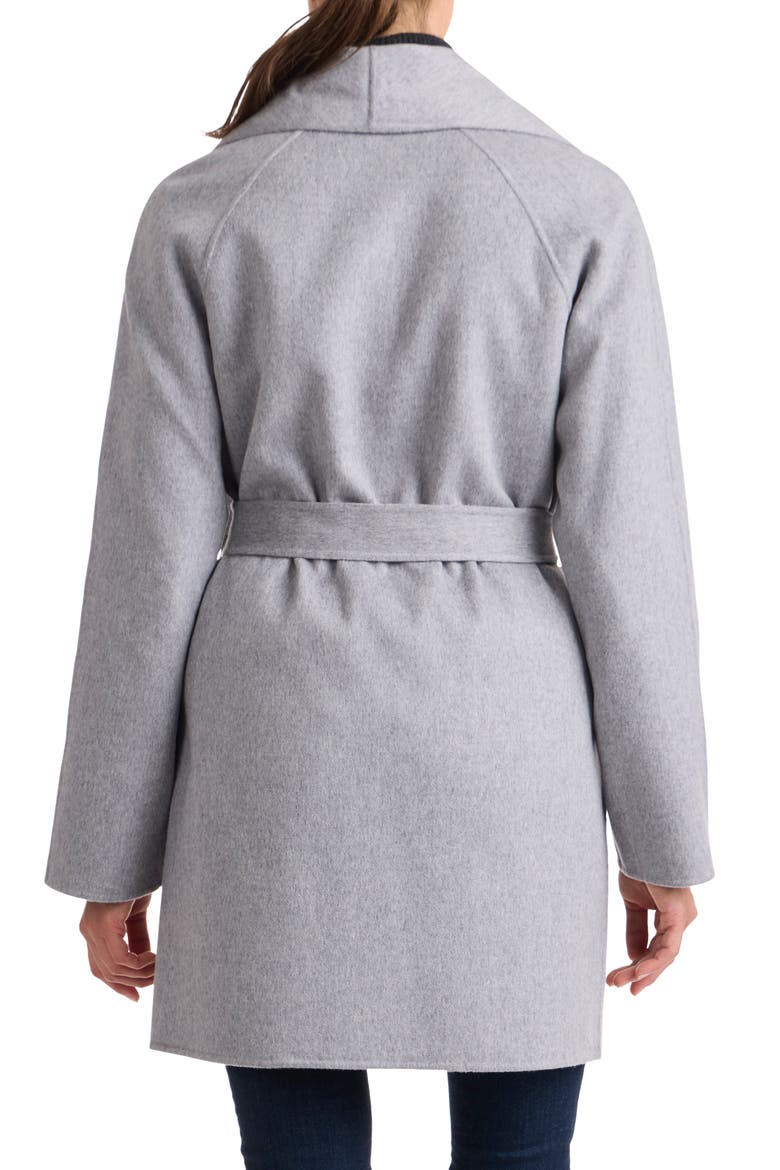 Double Face Wool Blend Wrap Coat, Alternate, color, GREY