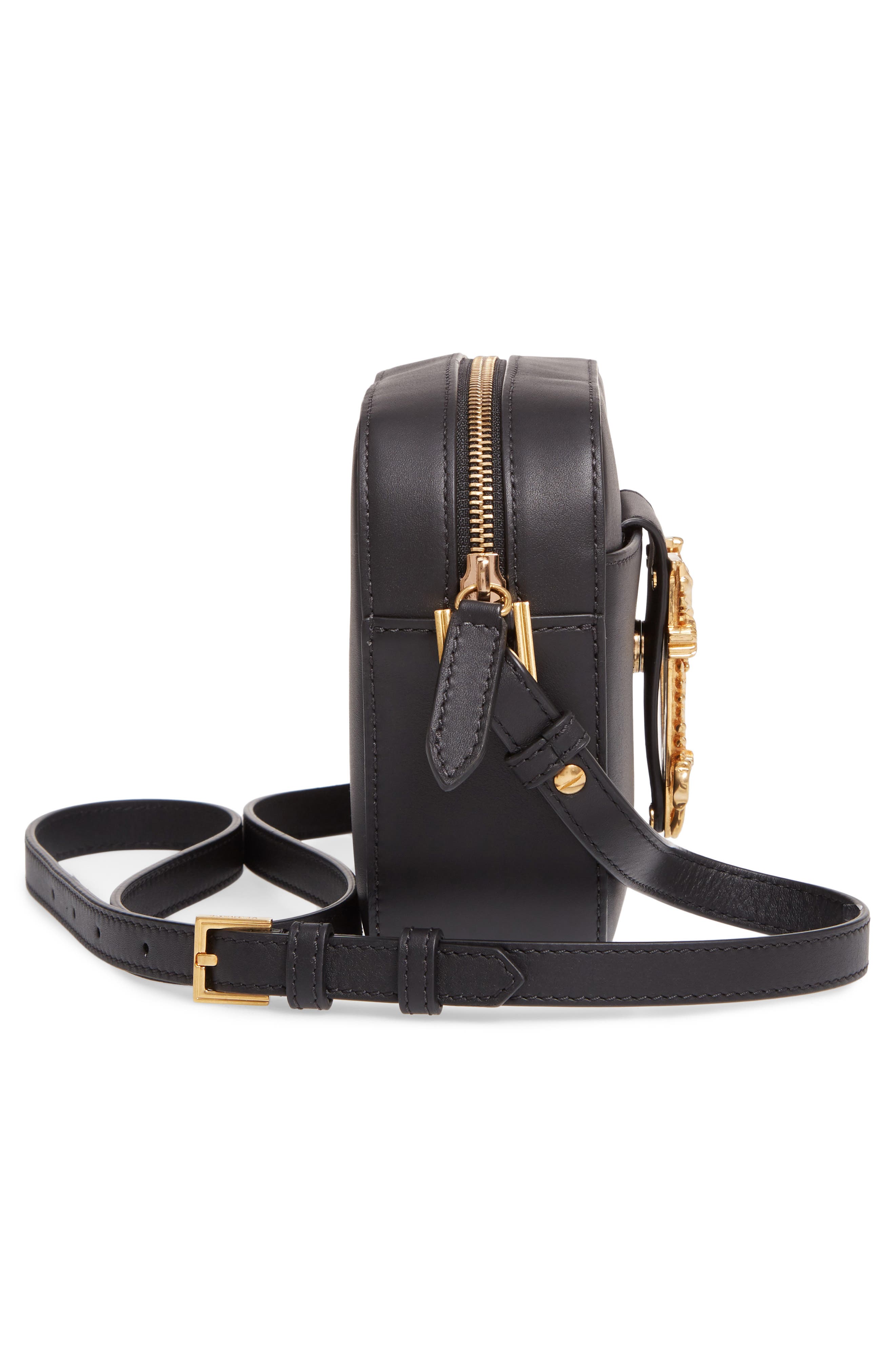 Versace Mini Virtus Leather Shoulder Bag, Alternate, color, 