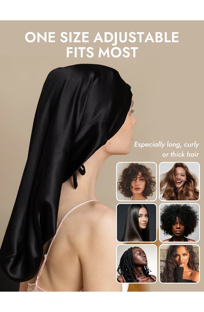 SILKSILKY Pure Silk Elegant Long Bonnet, Alternate, color, Black