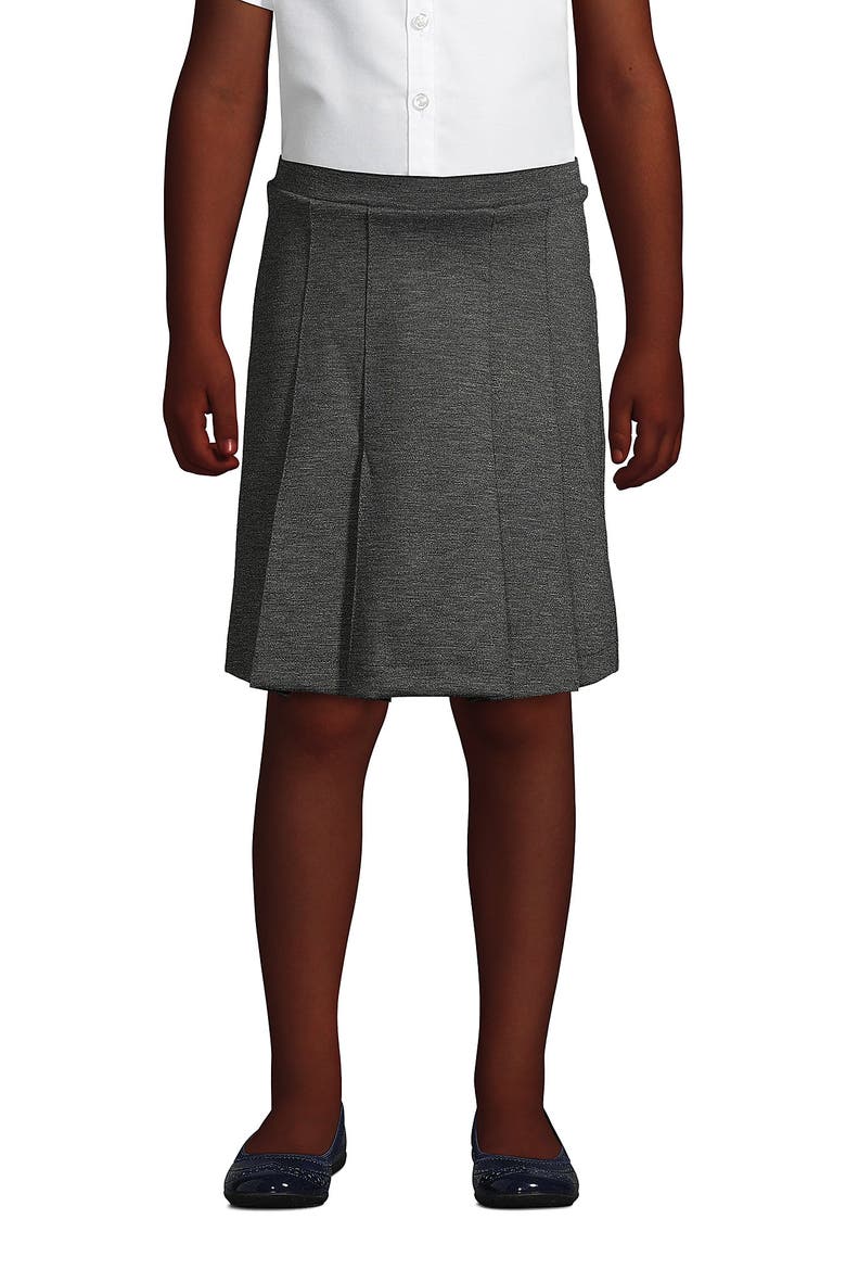 School Uniform Girls Ponte Pleat Skirt, Main, color, Charcoal Heather