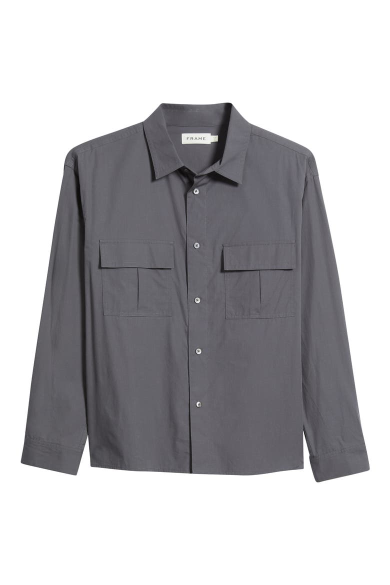 Patch Pocket Cotton Button-Up Shirt, Alternate, color, CLOUD GREY