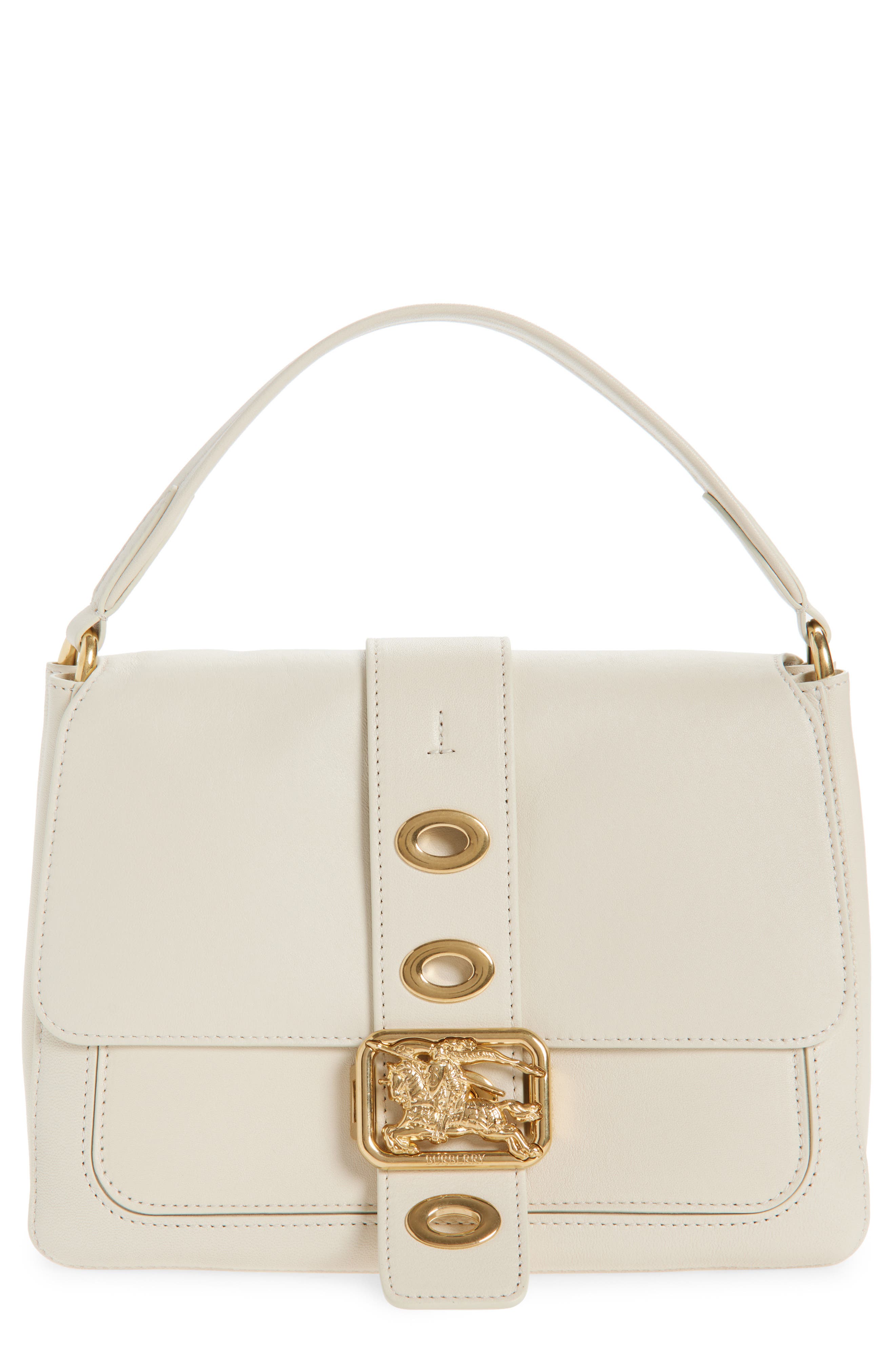 Burberry Small Rider Leather Top Handle Bag, Main, color, Soap