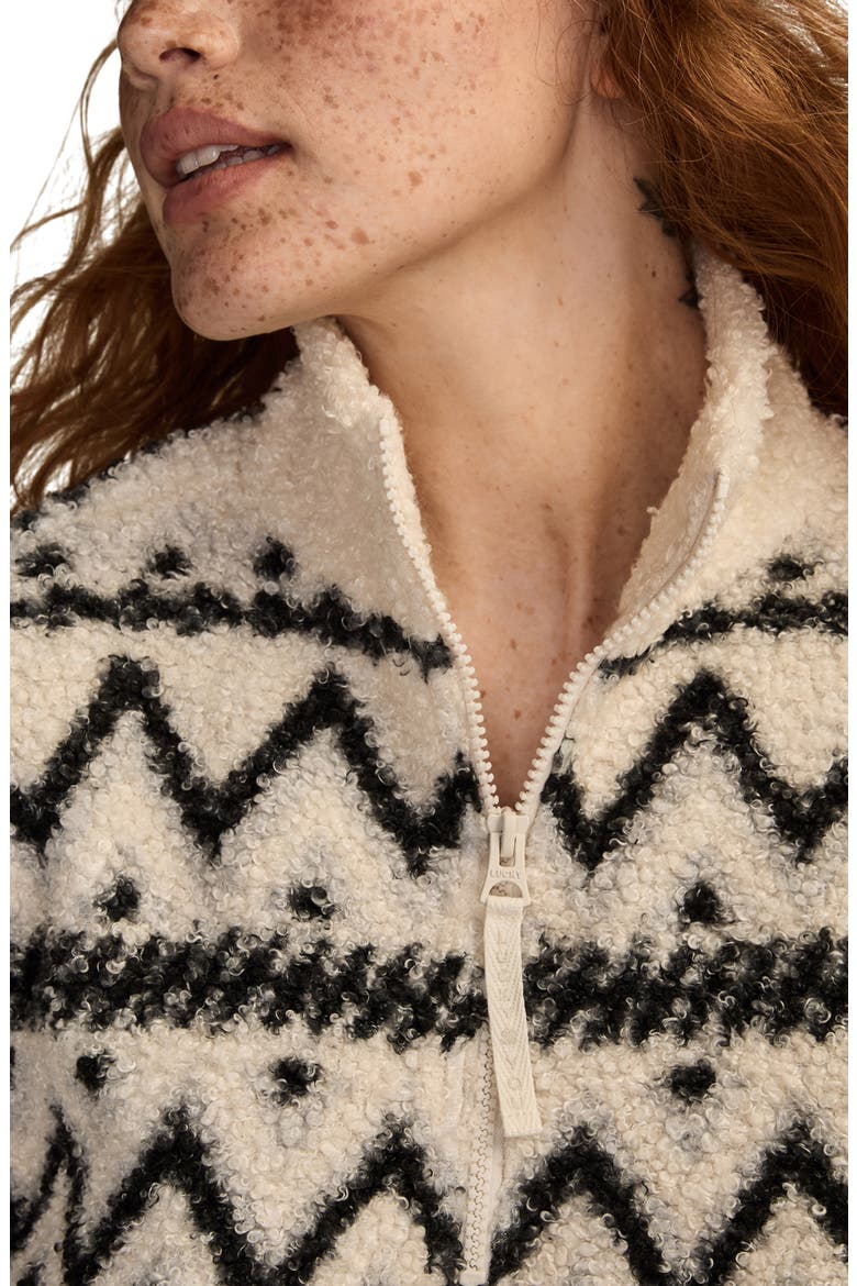 High Pile Half Zip Top, Alternate, color, BLACK CREAM MULTI