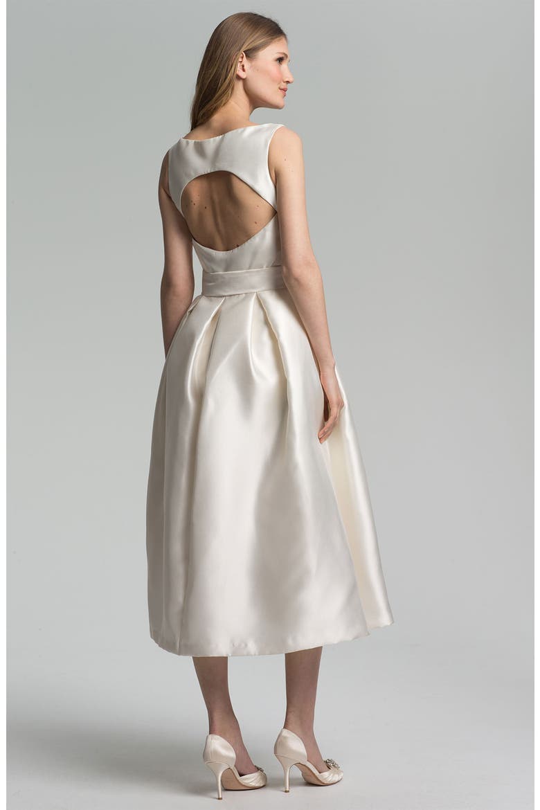 Faille Satin Fit & Flare Dress, Alternate, color, IVORY