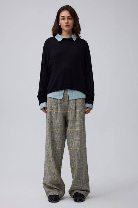 Plaid Theory High Rise Trousers